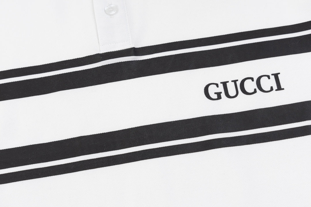 GUCCI 2024 Spring/Summer Contrast Panel Luxury Logo Polo Shirt Black M-3XL