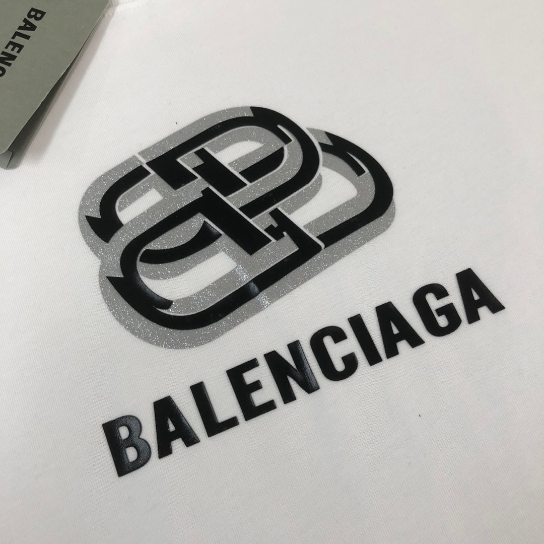 BALENCIAGA 25SS Classic Logo Print Cotton T-Shirt – Black / White / Rose Red – Unisex – XS-L