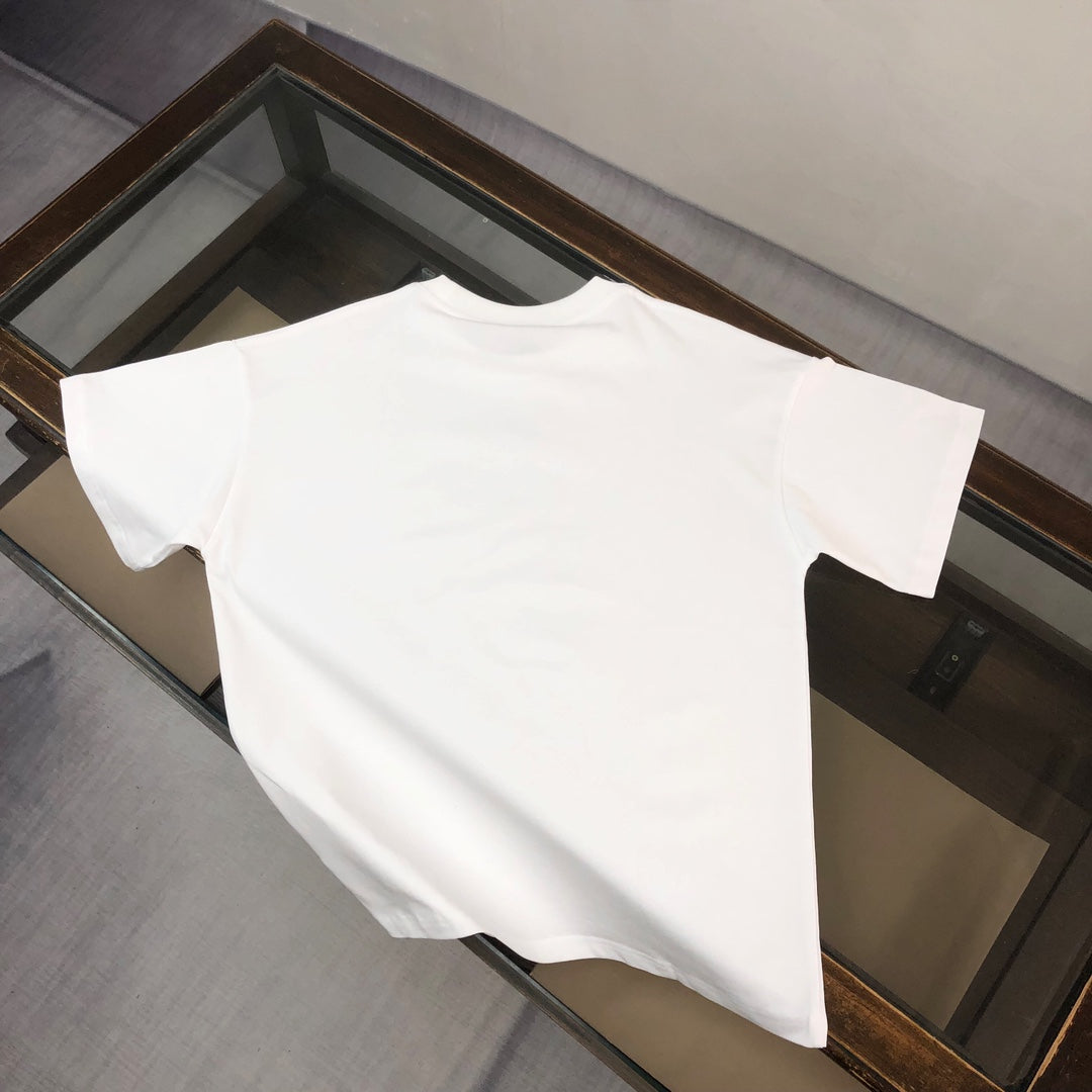 BALENCIAGA 25SS Classic Logo Print Cotton T-Shirt – Black / White / Rose Red – Unisex – XS-L