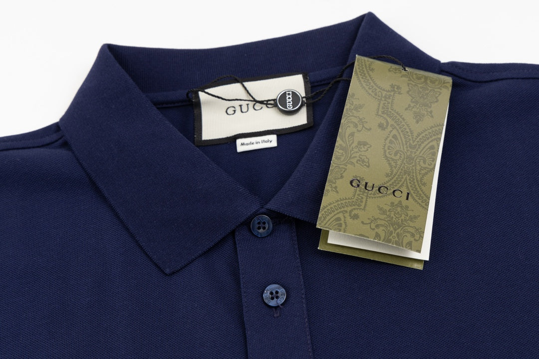 GUCCI 2024 Spring/Summer Contrast Panel Luxury Logo Polo Shirt Black M-3XL