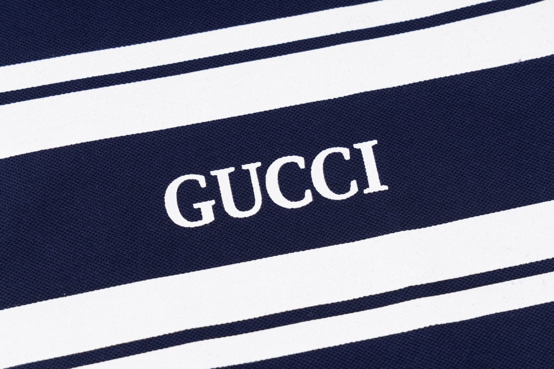 GUCCI 2024 Spring/Summer Contrast Panel Luxury Logo Polo Shirt Black M-3XL
