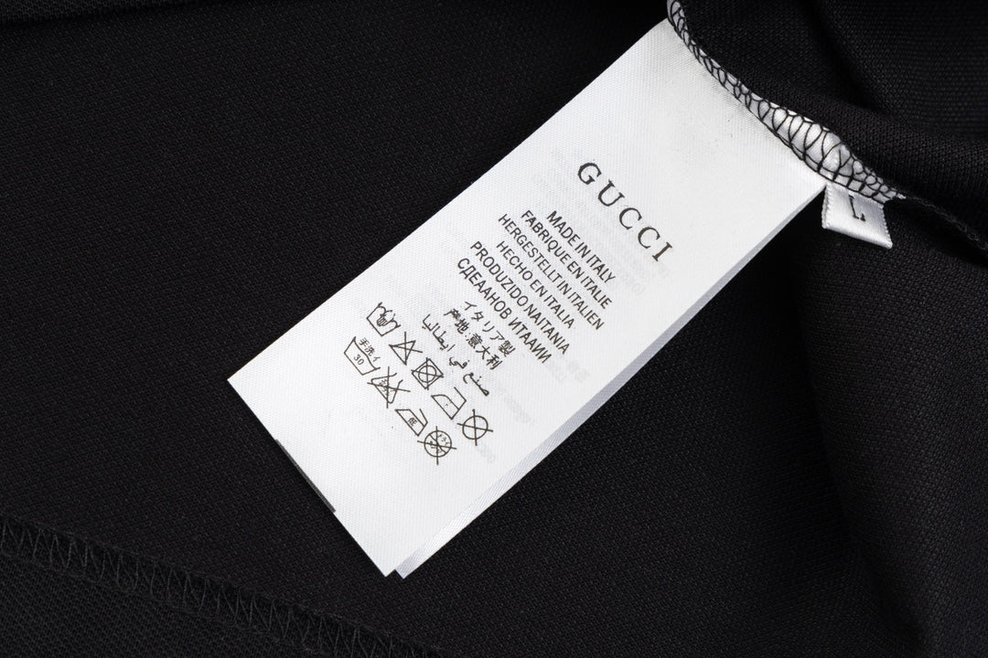 GUCCI 2024 Spring/Summer Contrast Panel Luxury Logo Polo Shirt Black M-3XL