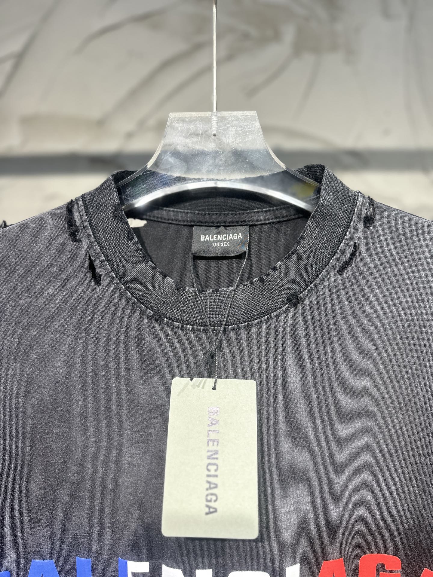 BALENCIAGA 25FW Distressed Foamed Logo Shorts – Washed Black – Unisex – Sizes 1-4