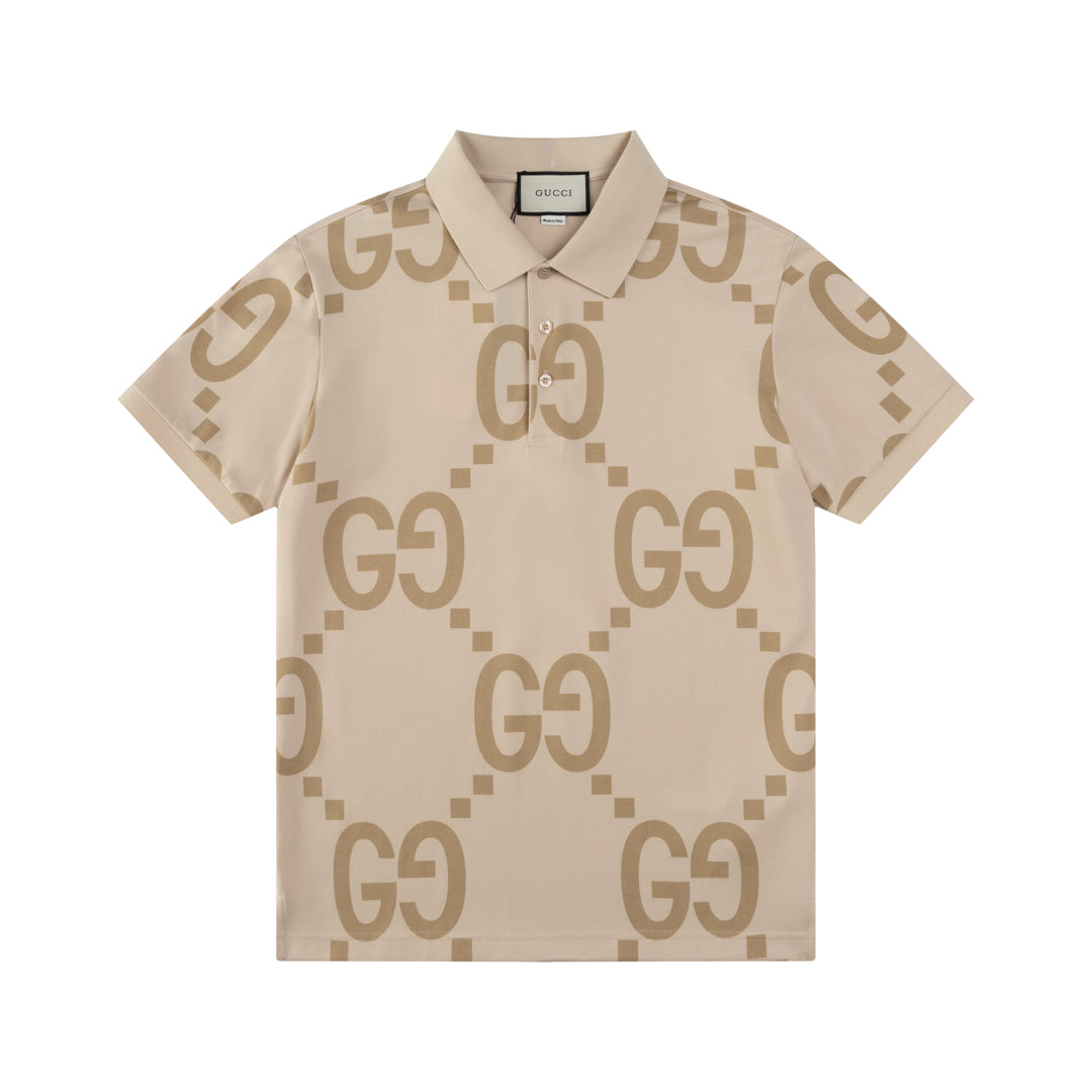 GUCCI 2024 Spring/Summer Retro Double-G Logo Print Polo Shirt White M-3XL
