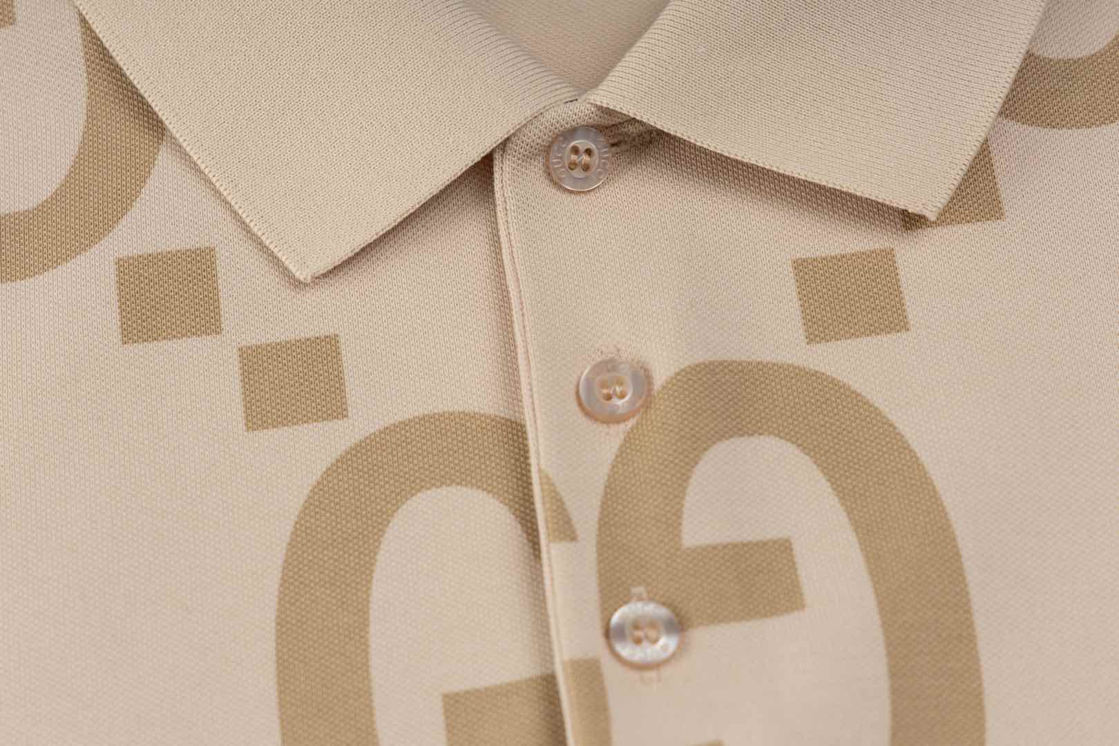 GUCCI 2024 Spring/Summer Retro Double-G Logo Print Polo Shirt White M-3XL
