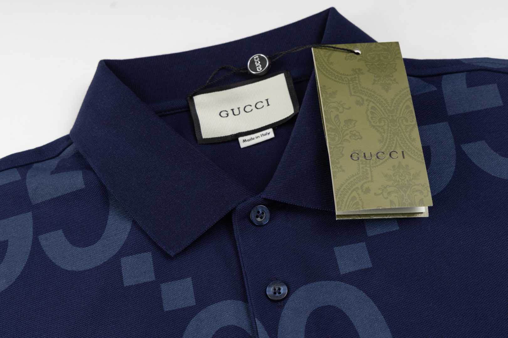 GUCCI 2024 Spring/Summer Retro Double-G Logo Print Polo Shirt White M-3XL