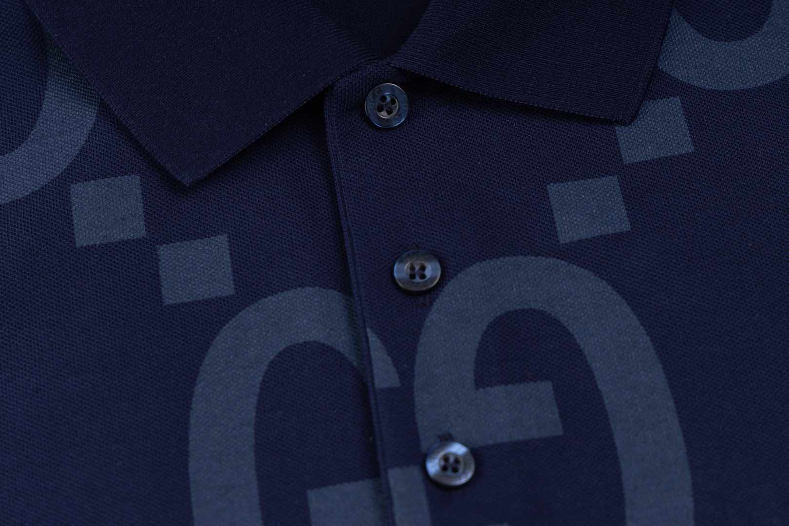 GUCCI 2024 Spring/Summer Retro Double-G Logo Print Polo Shirt White M-3XL