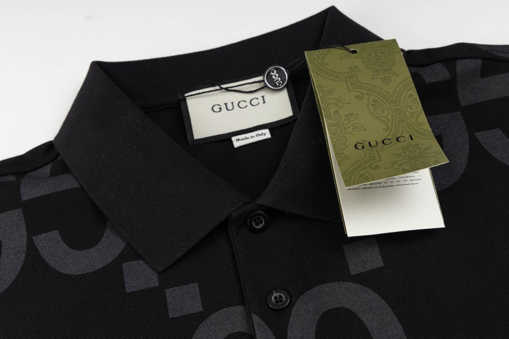 GUCCI 2024 Spring/Summer Retro Double-G Logo Print Polo Shirt White M-3XL