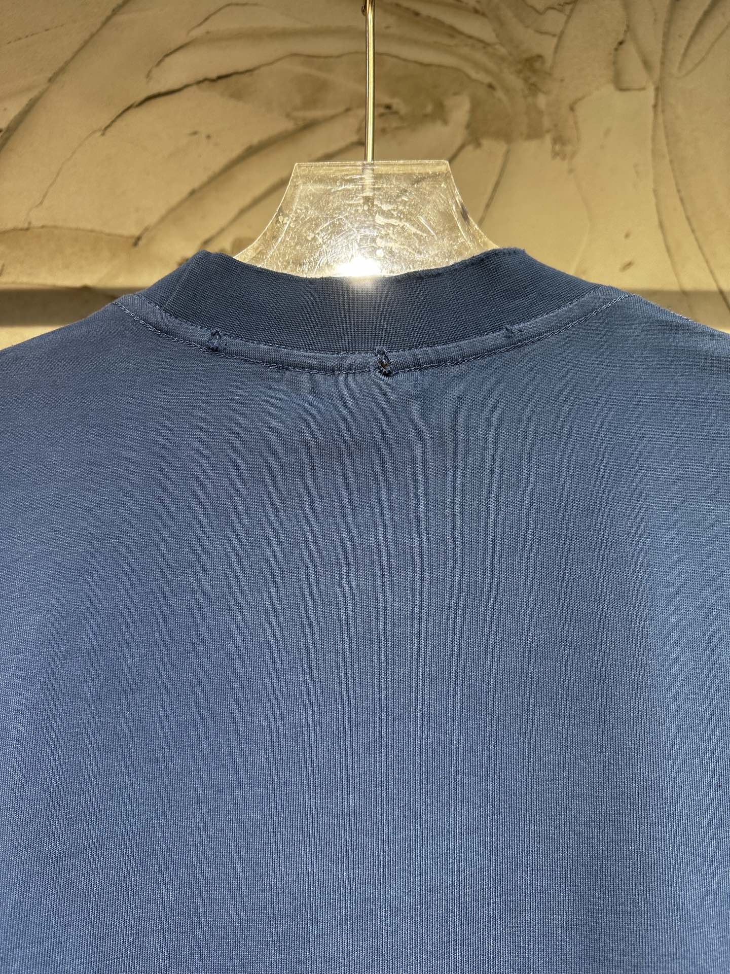 BALENCIAGA 2025SS Classic Double-B Wheat Embroidery T-Shirt – Washed Black / Blue – Unisex – Sizes 1-4