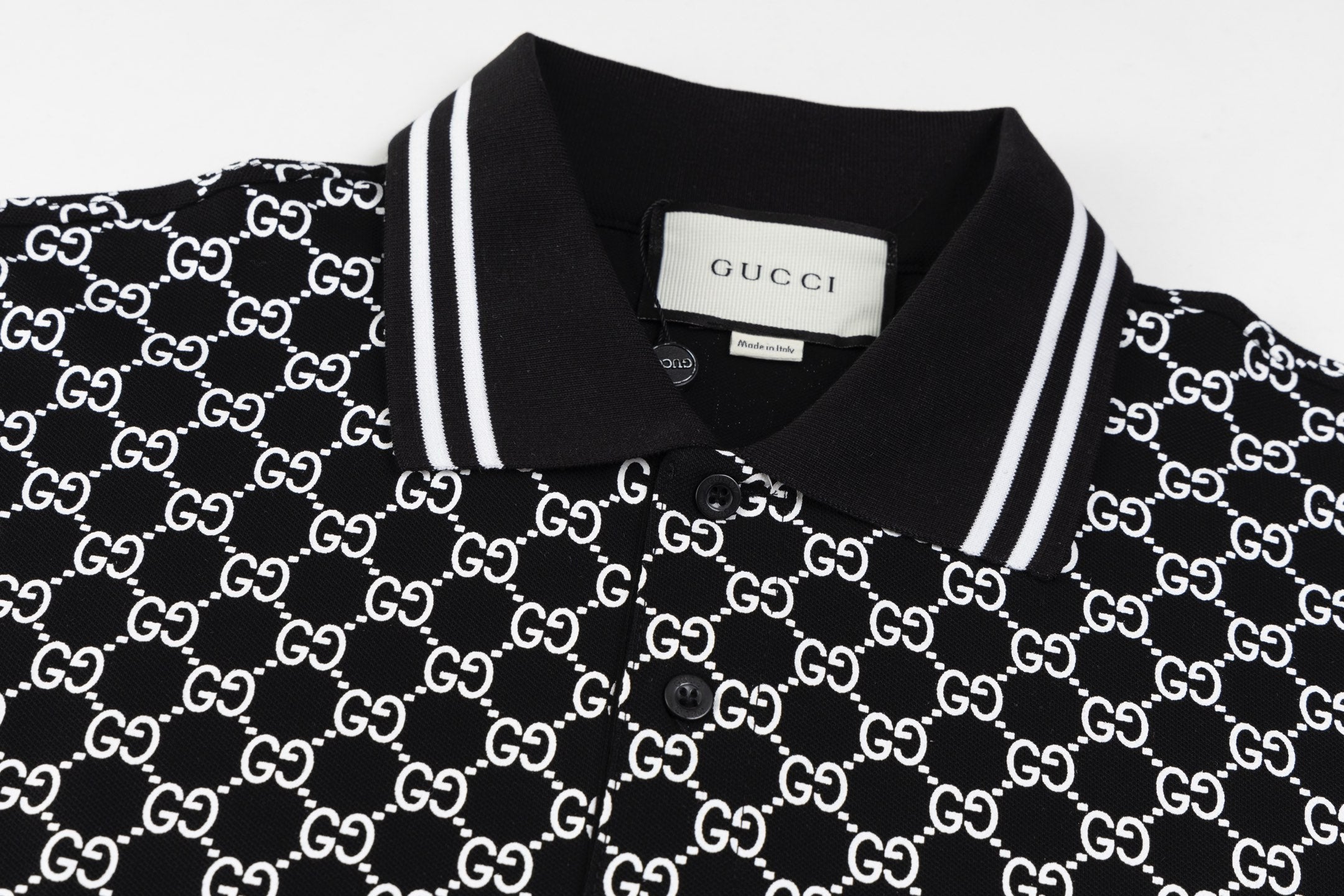 GUCCI 2024 Spring/Summer Retro Double-G Logo Print Polo Shirt White M-3XL