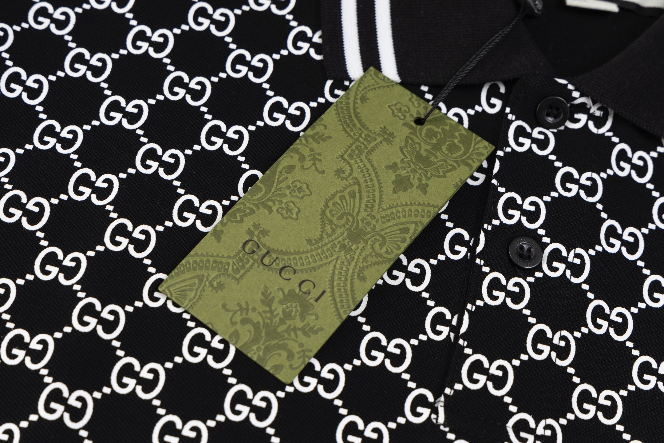 GUCCI 2024 Spring/Summer Retro Double-G Logo Print Polo Shirt White M-3XL
