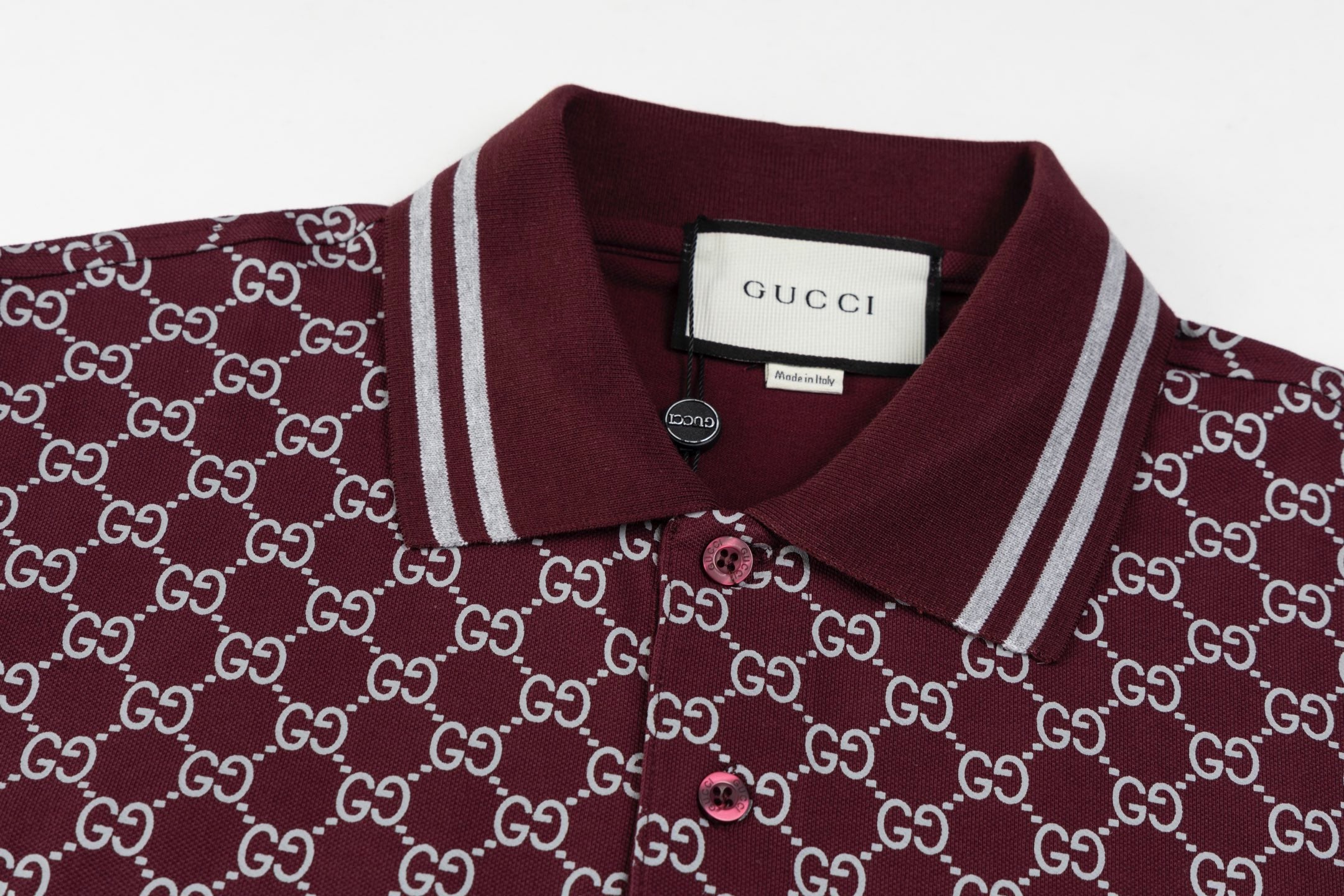 GUCCI 2024 Spring/Summer Retro Double-G Logo Print Polo Shirt White M-3XL