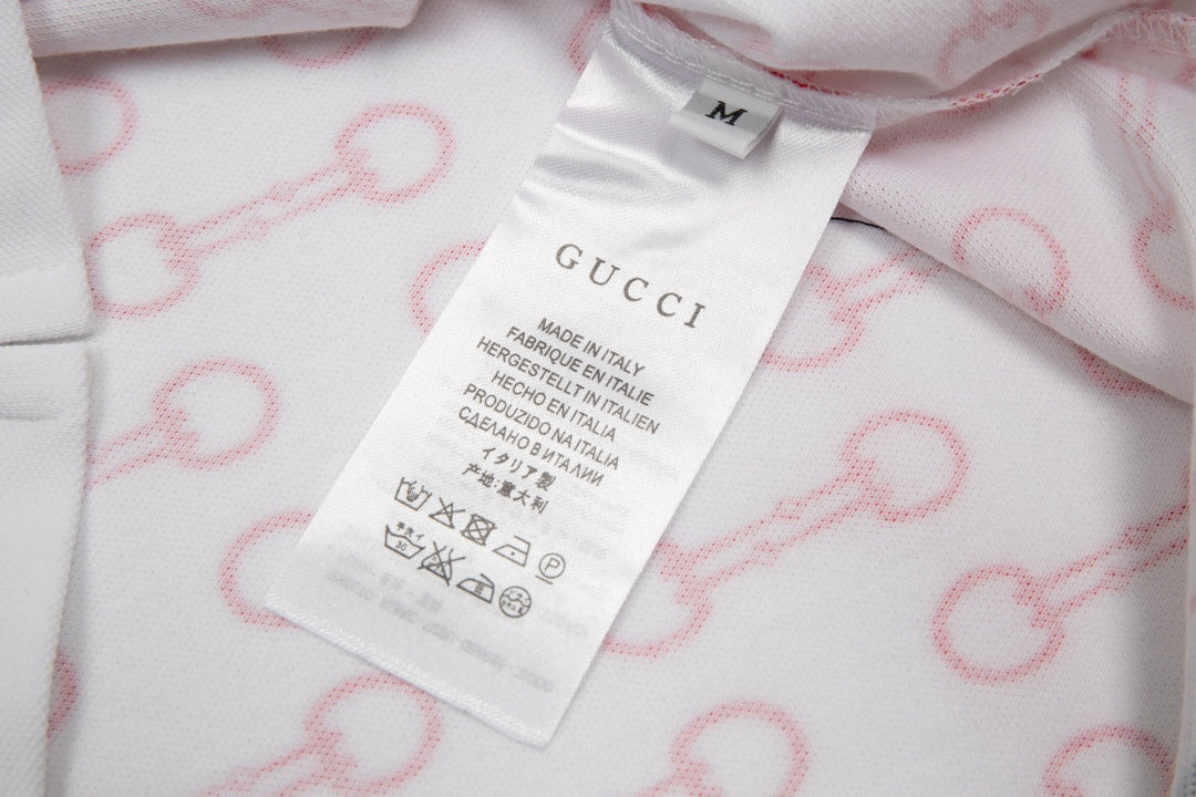 GUCCI 2024 Spring/Summer Retro Double-G Logo Print Polo Shirt White M-3XL