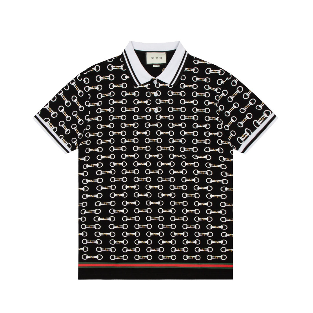 GUCCI 2024 Spring/Summer Retro Double-G Logo Print Polo Shirt White M-3XL