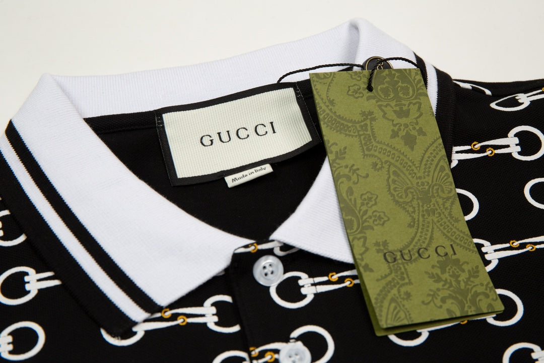 GUCCI 2024 Spring/Summer Retro Double-G Logo Print Polo Shirt White M-3XL