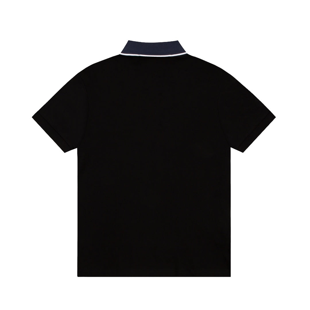GUCCI 2023 Classic Tricolor Web Stripe Contrast Panel Polo Shirt Black M-3XL