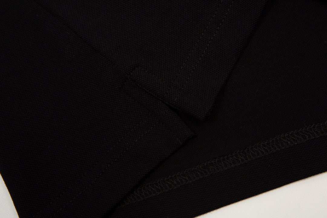 GUCCI 2023 Classic Tricolor Web Stripe Contrast Panel Polo Shirt Black M-3XL