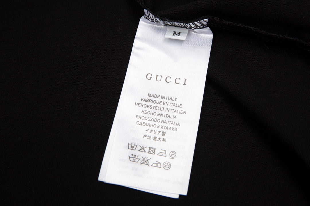 GUCCI 2023 Classic Tricolor Web Stripe Contrast Panel Polo Shirt Black M-3XL