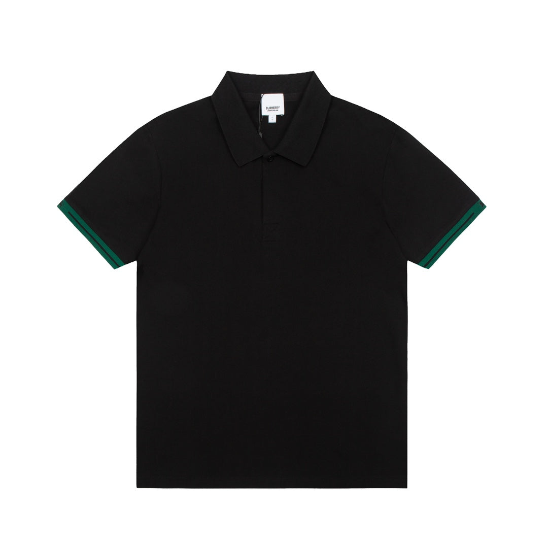 BURBERRY 2024 Spring/Summer Equestrian Knight Logo Embroidered Classic Polo Shirt Black M-3XL