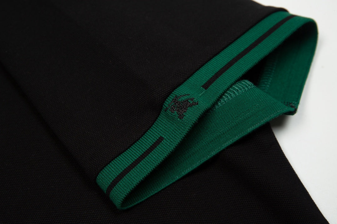 BURBERRY 2024 Spring/Summer Equestrian Knight Logo Embroidered Classic Polo Shirt Black M-3XL