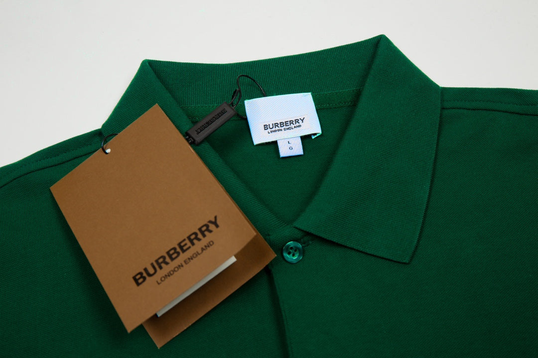 BURBERRY 2024 Spring/Summer Equestrian Knight Logo Embroidered Classic Polo Shirt Dark Green M-3XL