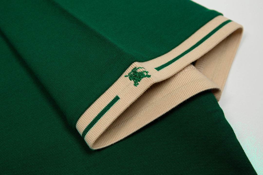 BURBERRY 2024 Spring/Summer Equestrian Knight Logo Embroidered Classic Polo Shirt Dark Green M-3XL