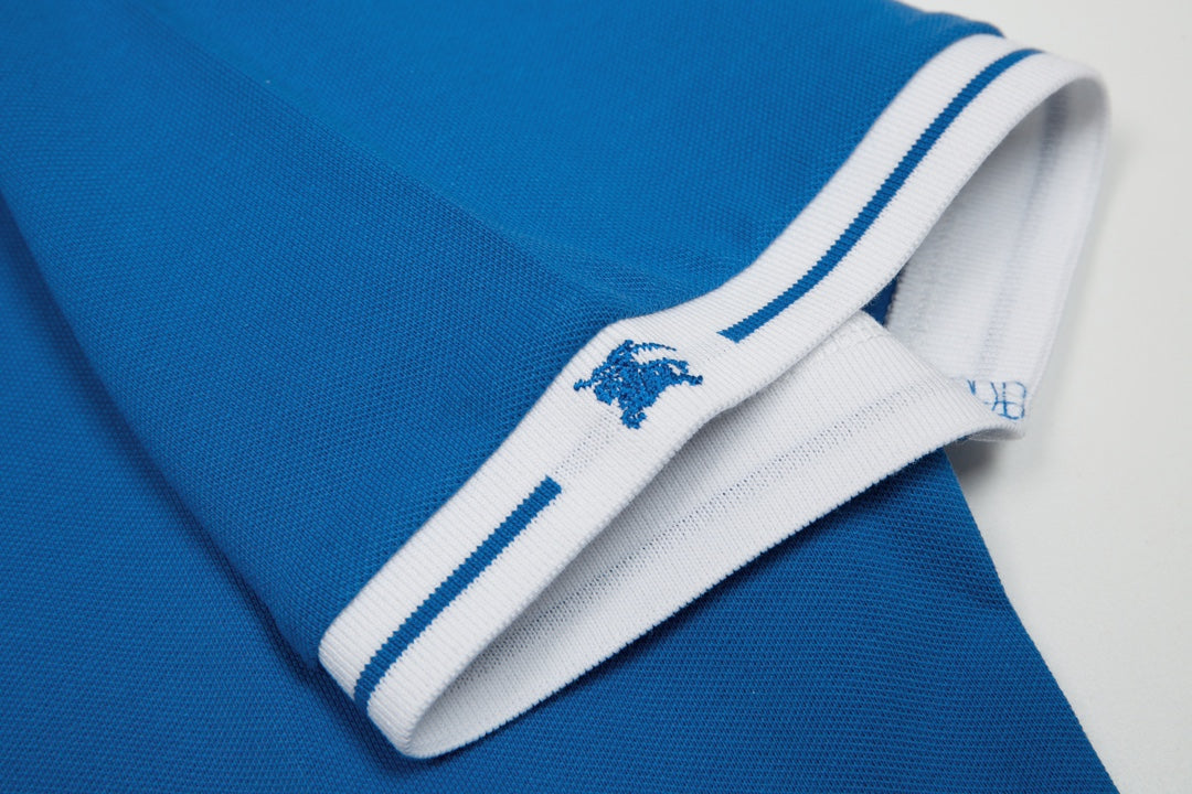 BURBERRY 2024 Spring/Summer Equestrian Knight Logo Embroidered Classic Polo Shirt Dodger Blue M-3XL