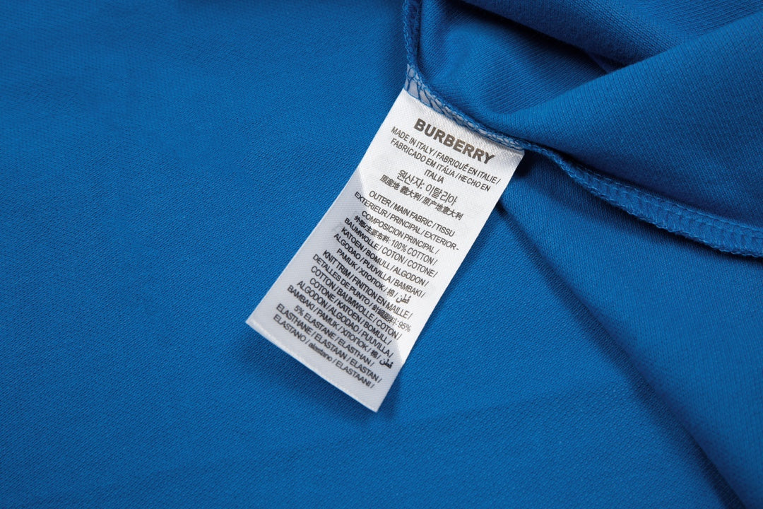 BURBERRY 2024 Spring/Summer Equestrian Knight Logo Embroidered Classic Polo Shirt Dodger Blue M-3XL