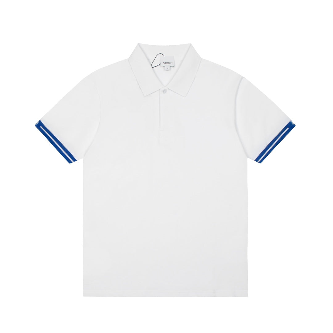 BURBERRY 2024 Spring/Summer Equestrian Knight Logo Embroidered Classic Polo Shirt Dodger Blue M-3XL