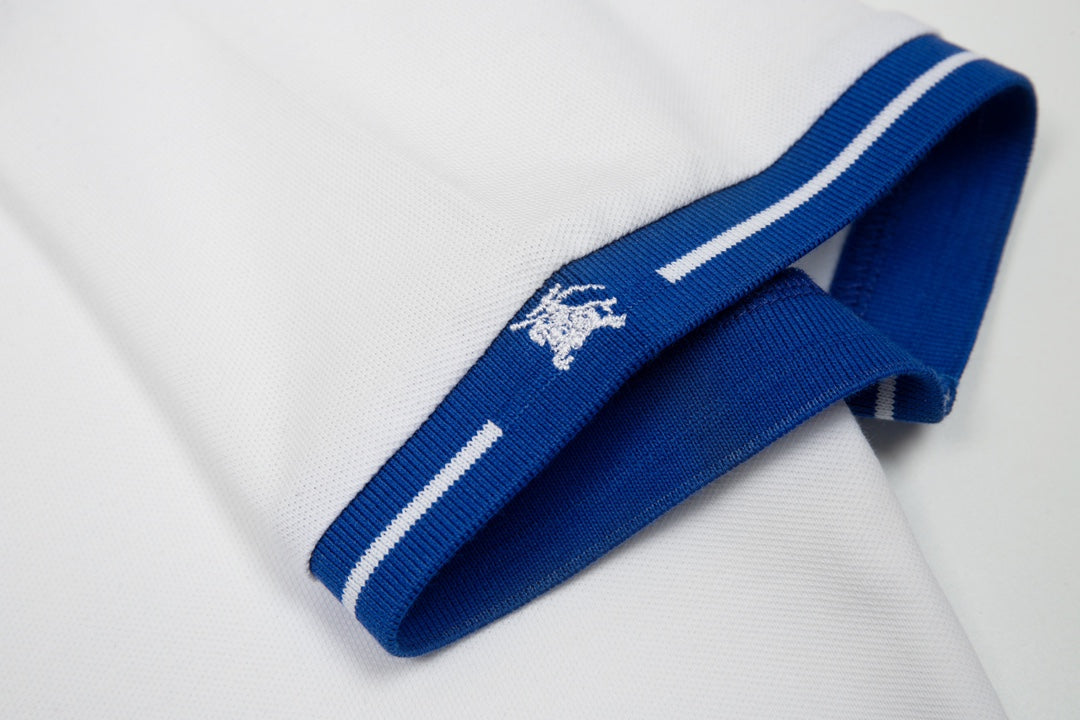 BURBERRY 2024 Spring/Summer Equestrian Knight Logo Embroidered Classic Polo Shirt Dodger Blue M-3XL