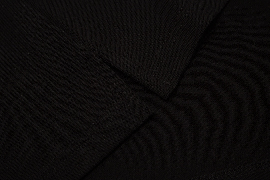 BURBERRY 2024 Spring/Summer Striped Collar Contrast Panel Equestrian Knight Logo Embroidered Polo Shirt Black M-3XL