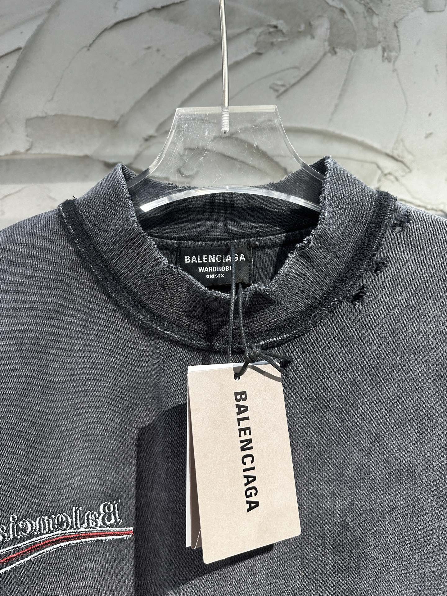 BALENCIAGA 25SS “Coca Wave” Inside-Out Distressed T-Shirt – Black / Khaki – Unisex – Sizes 1-4