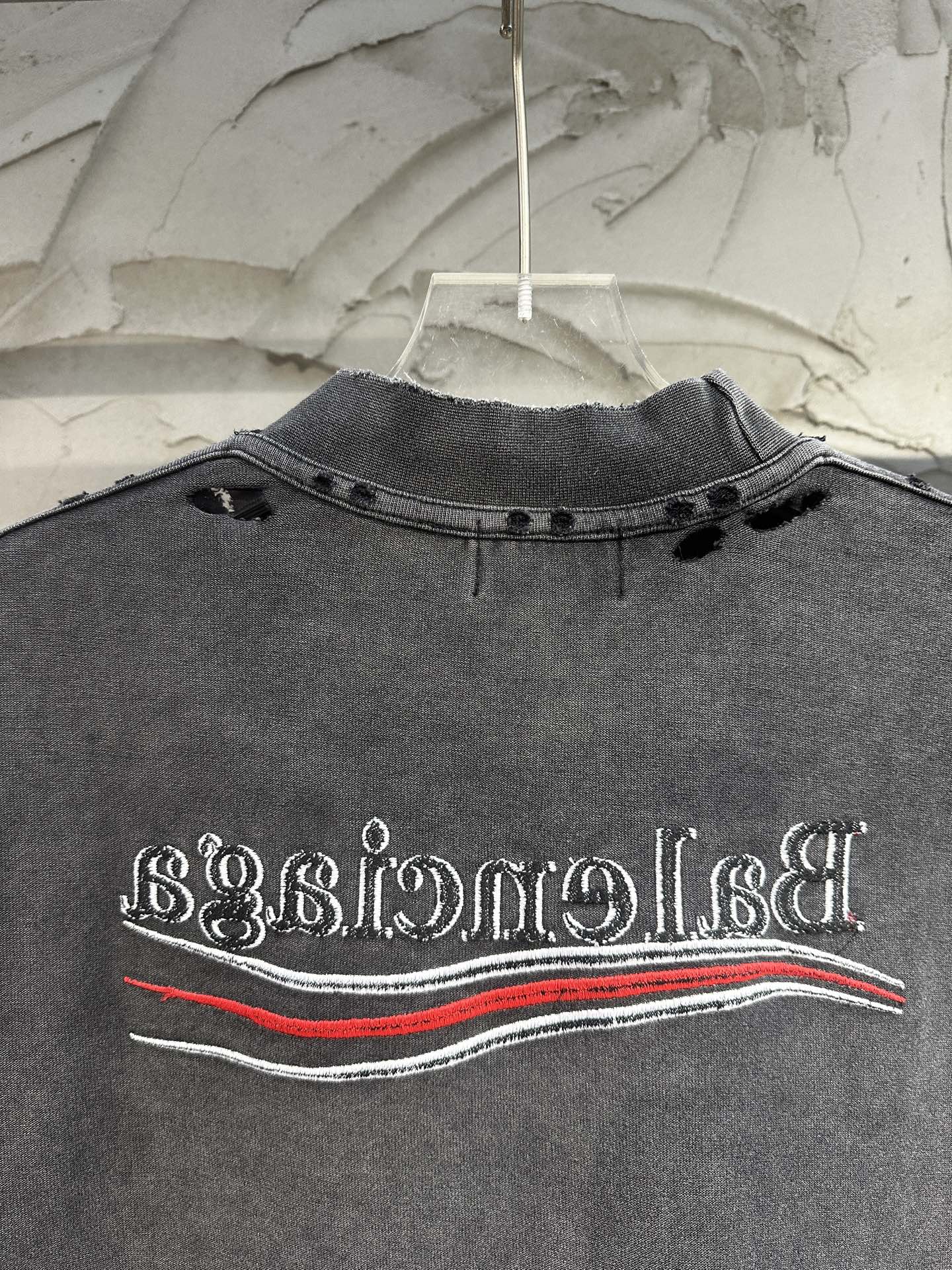 BALENCIAGA 25SS “Coca Wave” Inside-Out Distressed T-Shirt – Black / Khaki – Unisex – Sizes 1-4