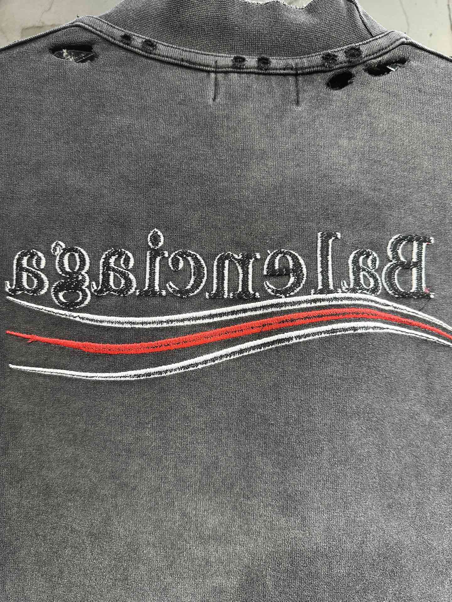 BALENCIAGA 25SS “Coca Wave” Inside-Out Distressed T-Shirt – Black / Khaki – Unisex – Sizes 1-4