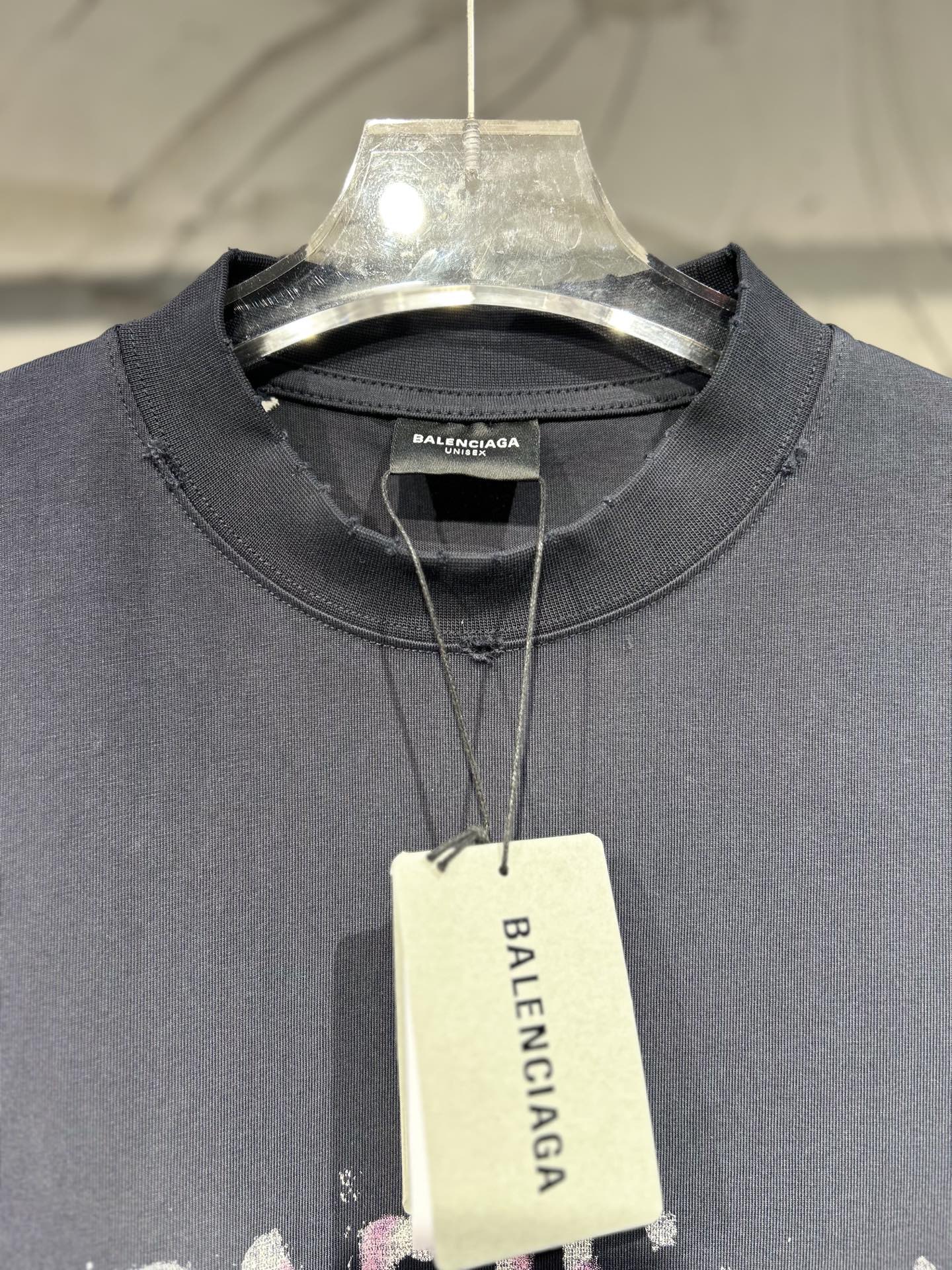 BALENCIAGA New “Fashion Designer” Distressed Oversized T-Shirt – Blue-Black – Unisex – Sizes 1-4