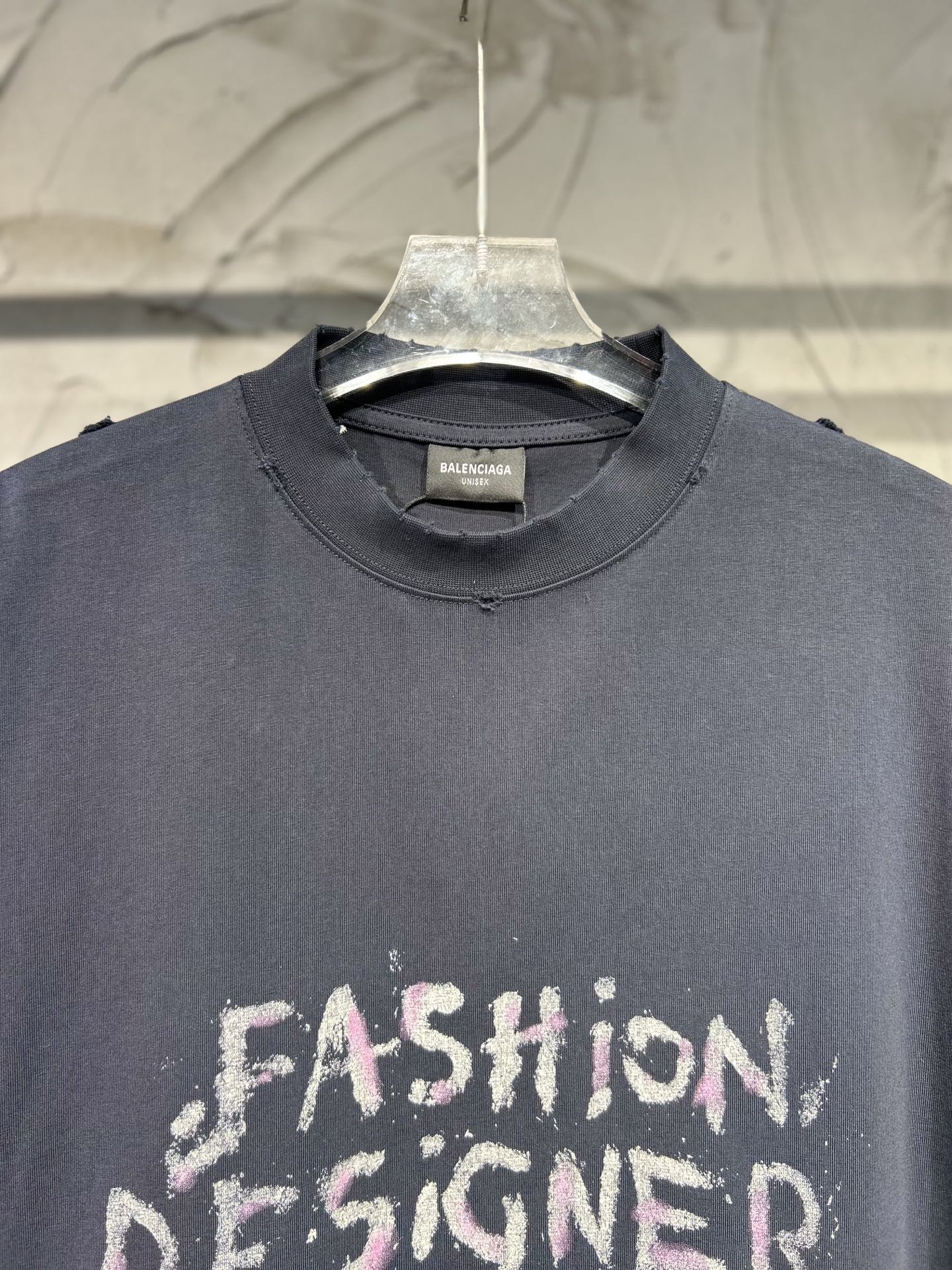 BALENCIAGA New “Fashion Designer” Distressed Oversized T-Shirt – Blue-Black – Unisex – Sizes 1-4
