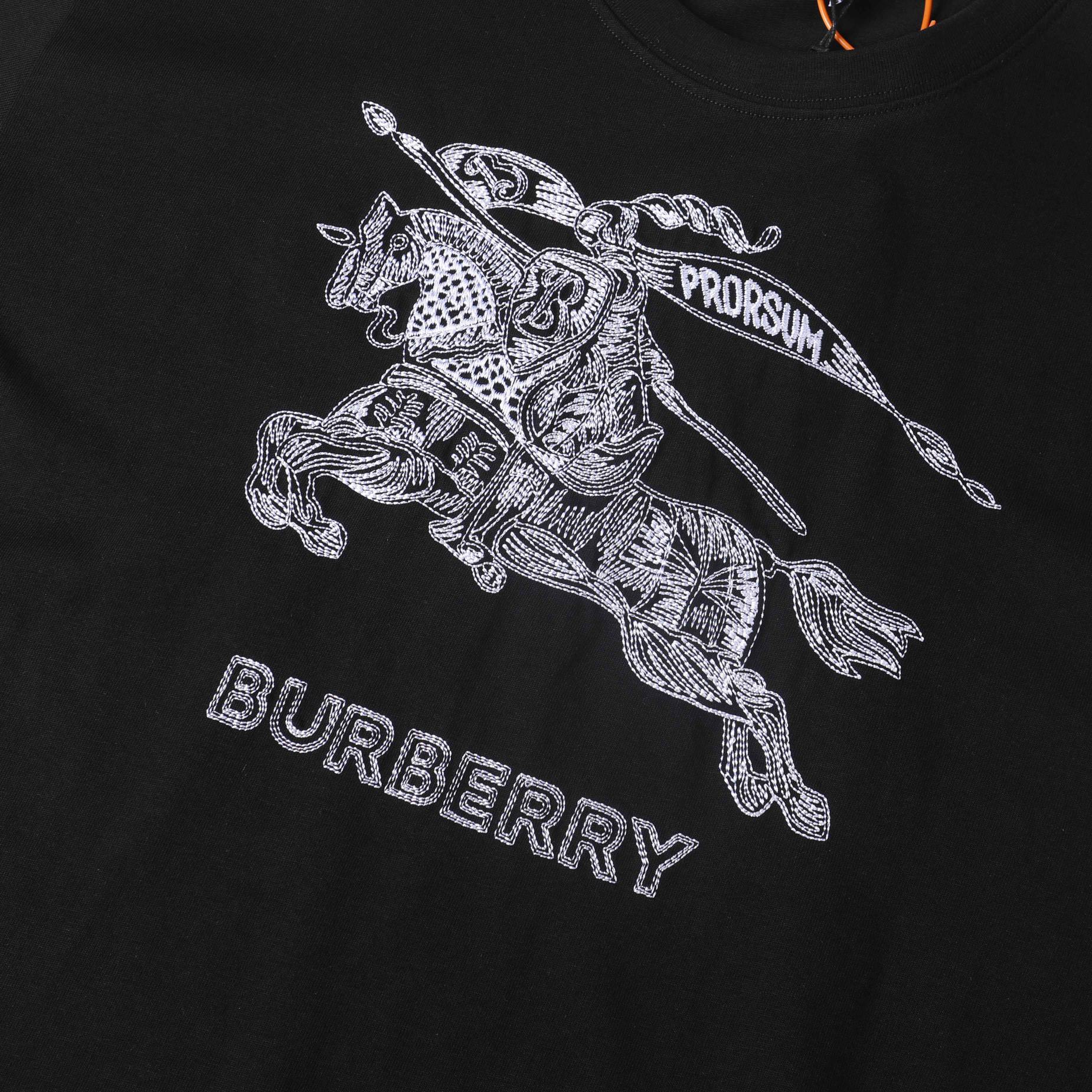 BURBERRY 2024SS Logo Embroidery Cotton T-Shirt S–XL