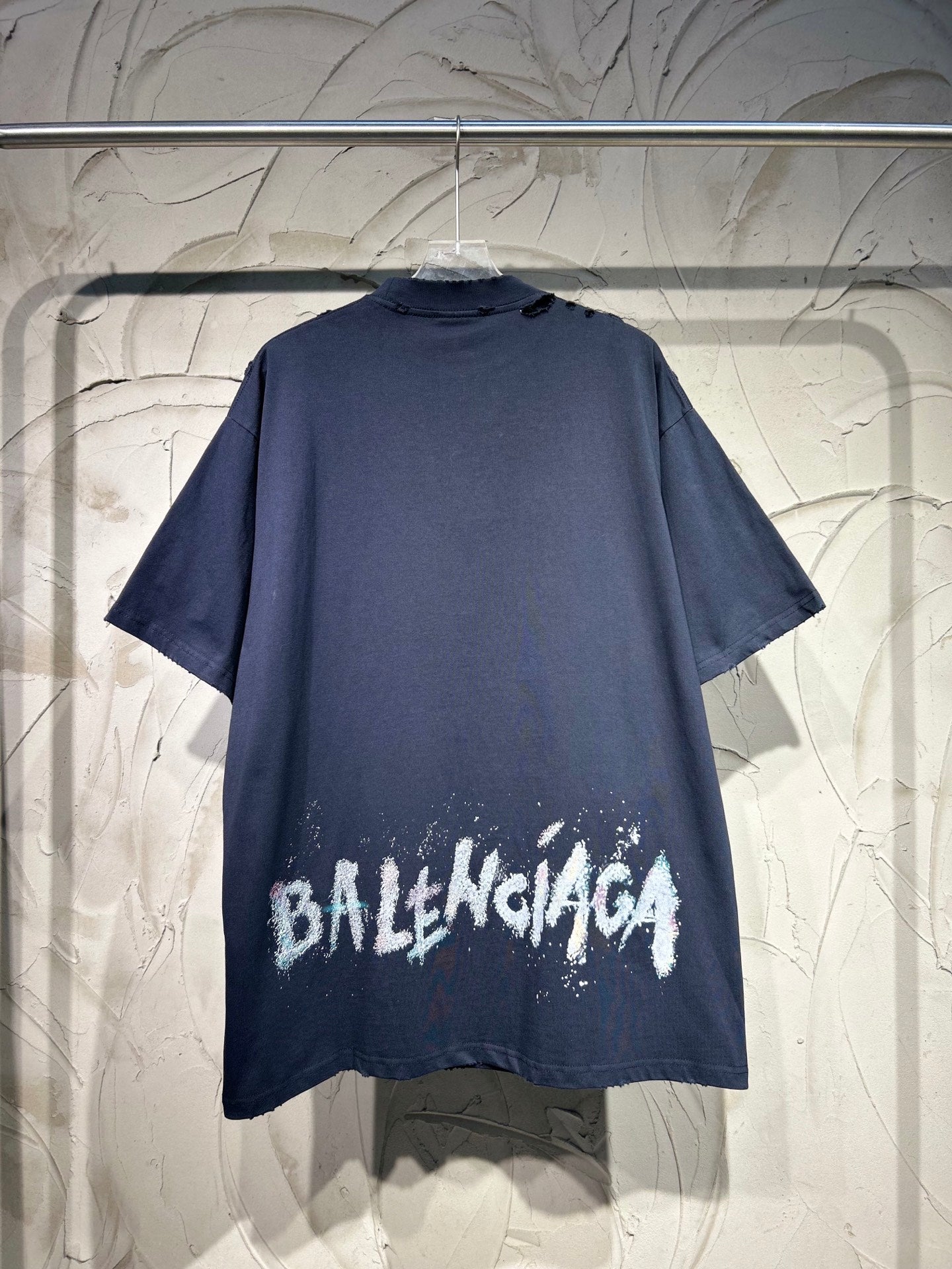 BALENCIAGA New Double-B Wheat Embroidery & Pearl Logo Print Oversized T-Shirt – Blue-Black – Unisex – Sizes 1-4