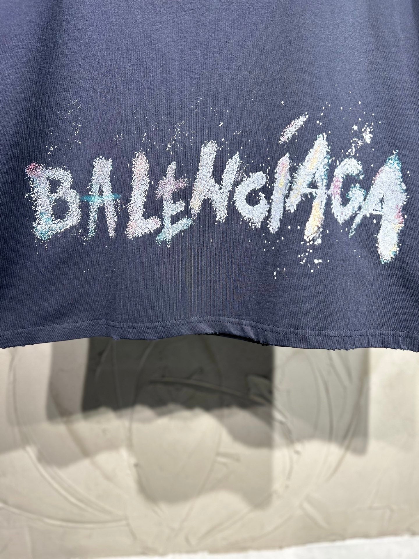 BALENCIAGA New Double-B Wheat Embroidery & Pearl Logo Print Oversized T-Shirt – Blue-Black – Unisex – Sizes 1-4