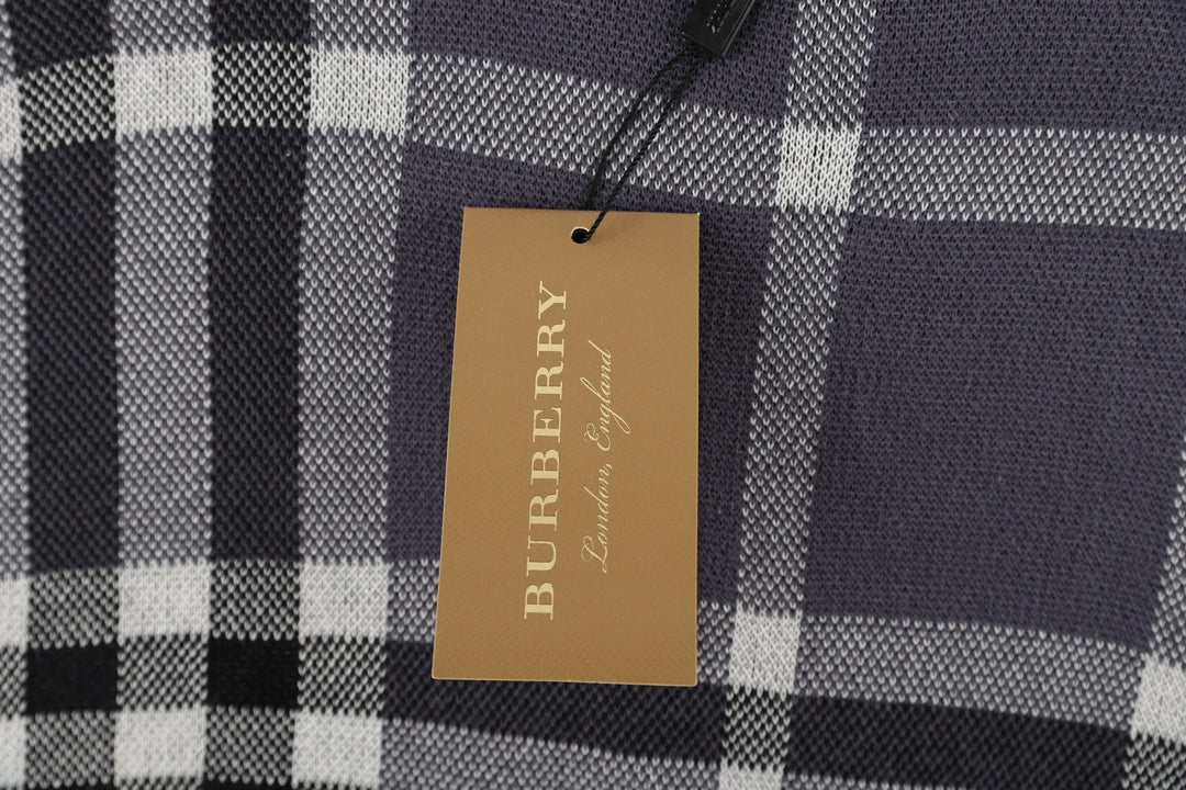 BURBERRY Checked Colorblock Wool-Cotton Crewneck T-Shirt Unisex XS–L