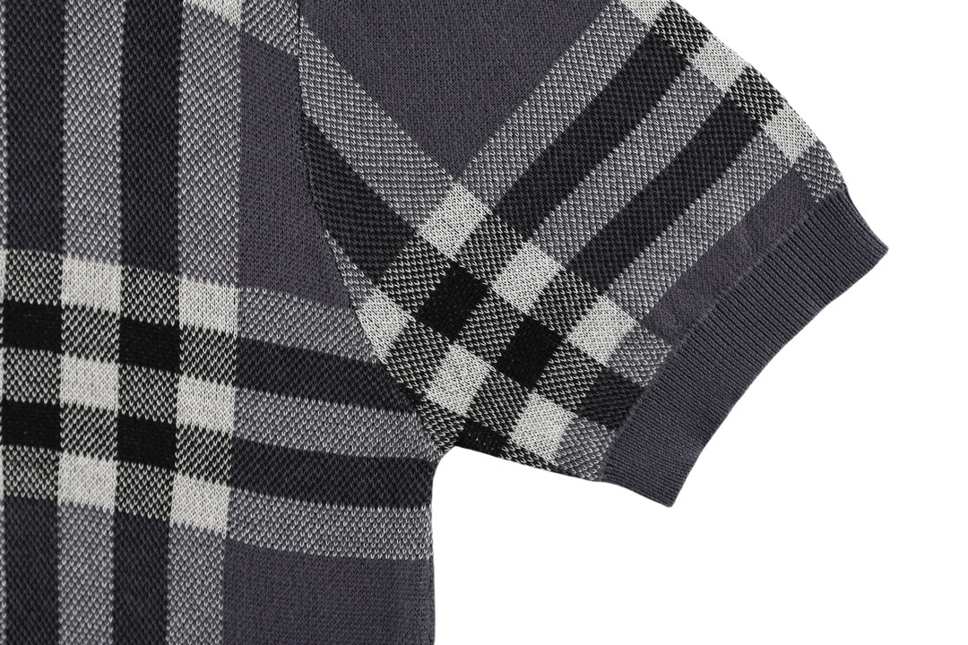 BURBERRY Checked Colorblock Wool-Cotton Crewneck T-Shirt Unisex XS–L
