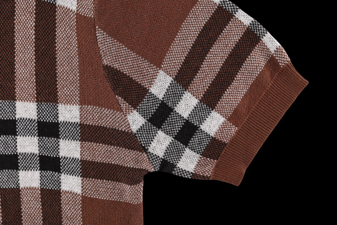 BURBERRY Checked Colorblock Wool-Cotton Crewneck T-Shirt Unisex XS–L