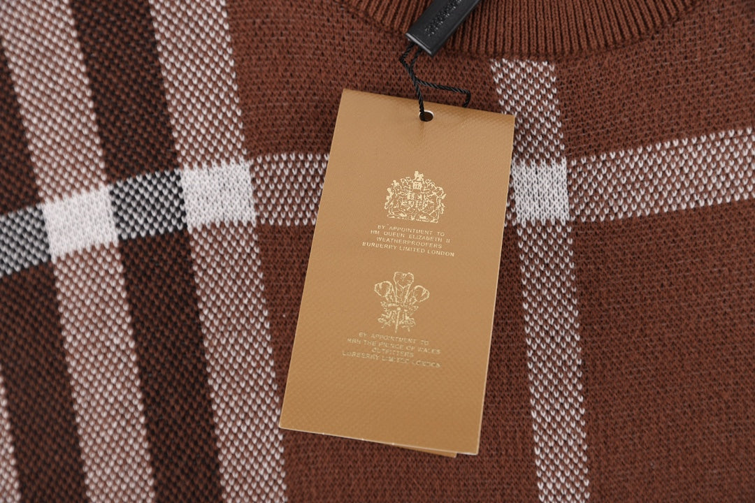 BURBERRY Checked Colorblock Wool-Cotton Crewneck T-Shirt Unisex XS–L