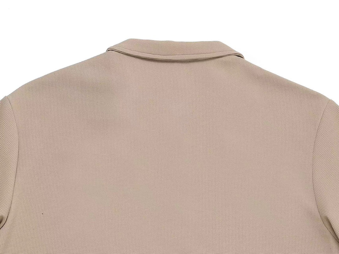 BURBERRY Two-Tone Sleeve Patch Waffle-Knit Polo Shirt M–3XL