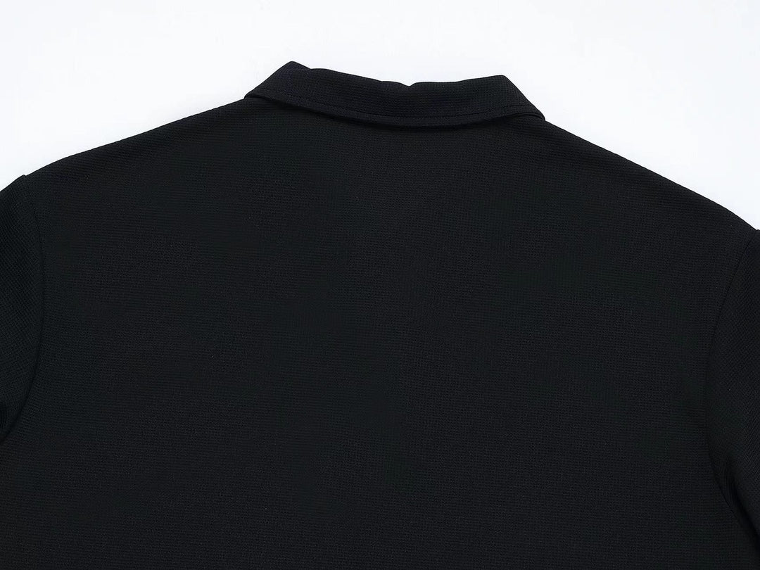 BURBERRY Two-Tone Sleeve Patch Waffle-Knit Polo Shirt M–3XL
