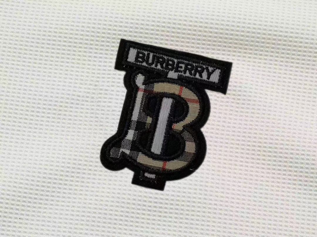 BURBERRY Two-Tone Sleeve Patch Waffle-Knit Polo Shirt M–3XL