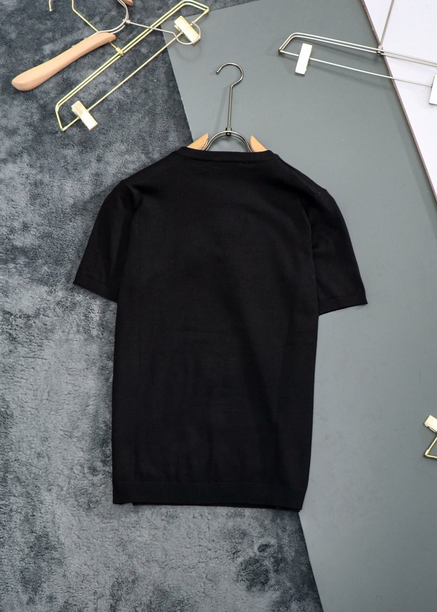 BURBERRY 2023 Spring/Summer Men’s Knitted Crewneck T-Shirt with Crystal Embellishment
