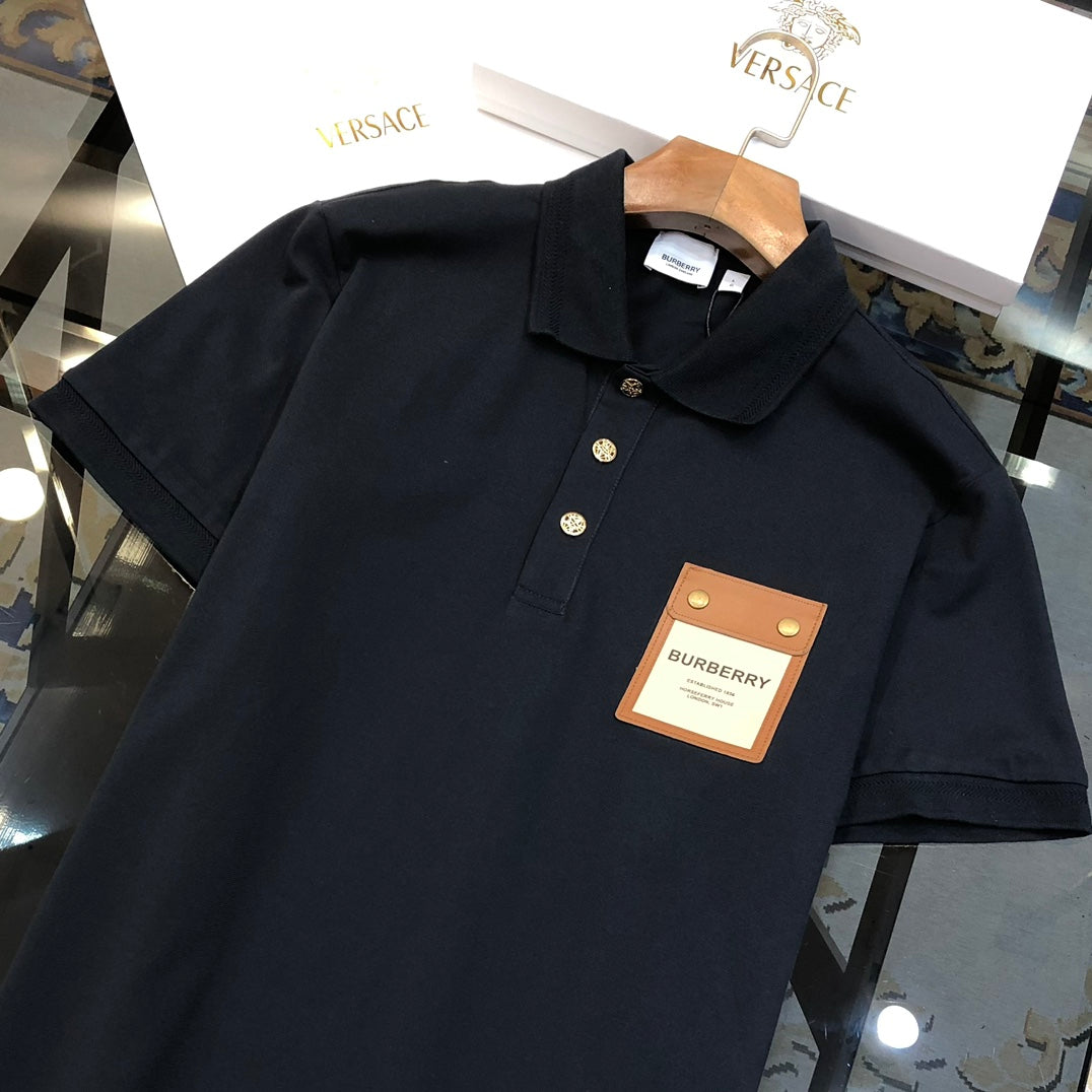 BURBERRY 2024 Early Spring Men’s Polo Shirt with Embroidered Knight Logo