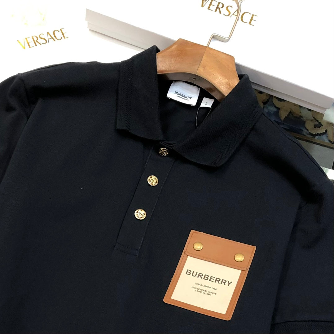 BURBERRY 2024 Early Spring Men’s Polo Shirt with Embroidered Knight Logo