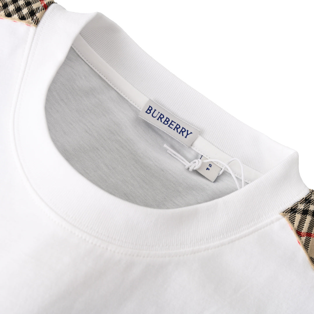 BURBERRY BBR Knight Embroidery Check-Shoulder T-Shirt